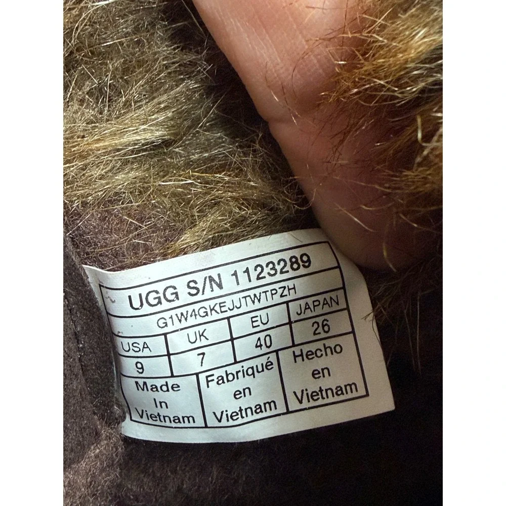 UGG Harrison lace tipped Mid Boot sz 9 Brown Faux Fur Waterproof Suede 1123289